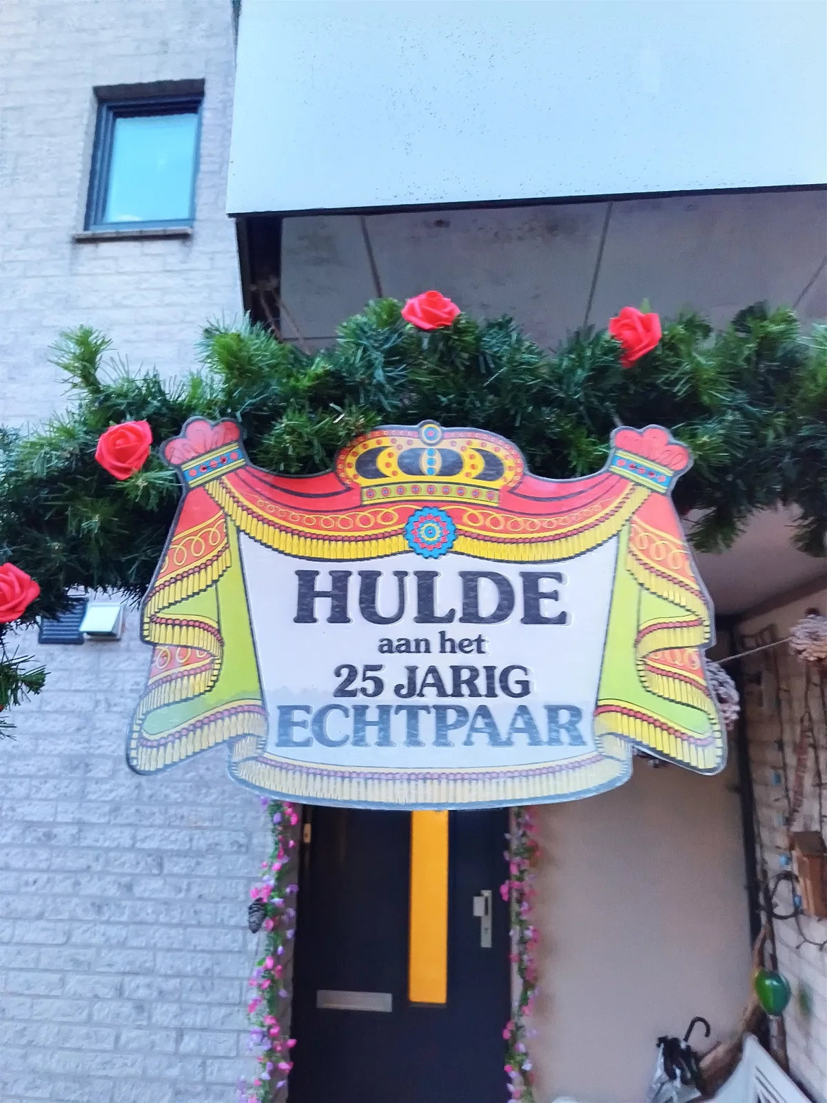 Voorbeeld van een Hulde-bordje met tekst voor een 25-jarig huwelijk